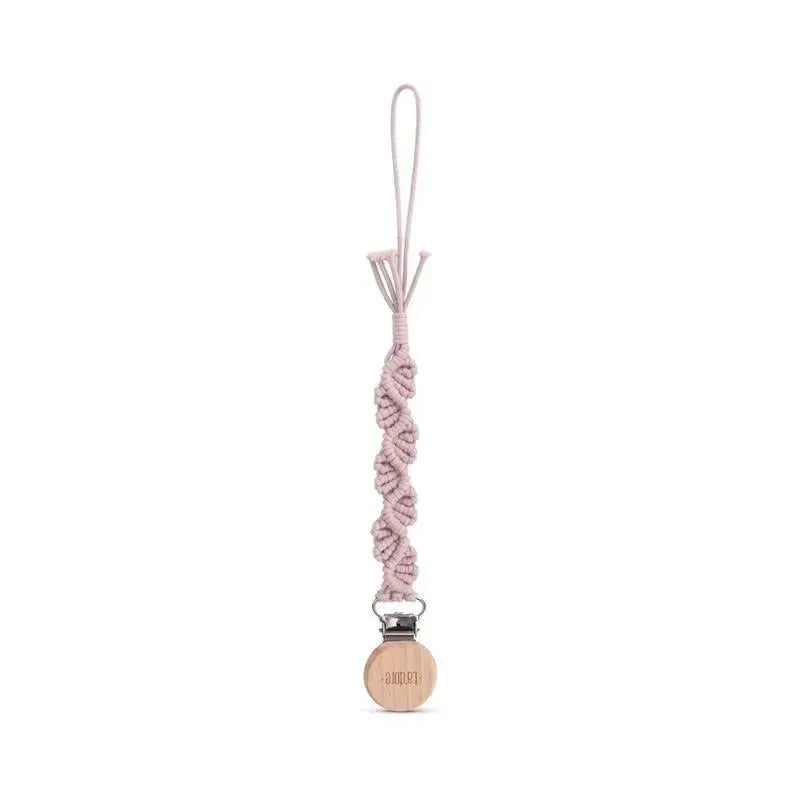 Adora Baby – Macrame Pacifier Clip, Baby Pacifier Holder Leash Boho Wooden Clips, Ivy, Lilac