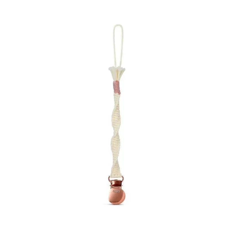 Adora Baby – Macrame Pacifier Clip, Baby Pacifier Holder Leash Boho Wooden Clips, Spiral, Bloom