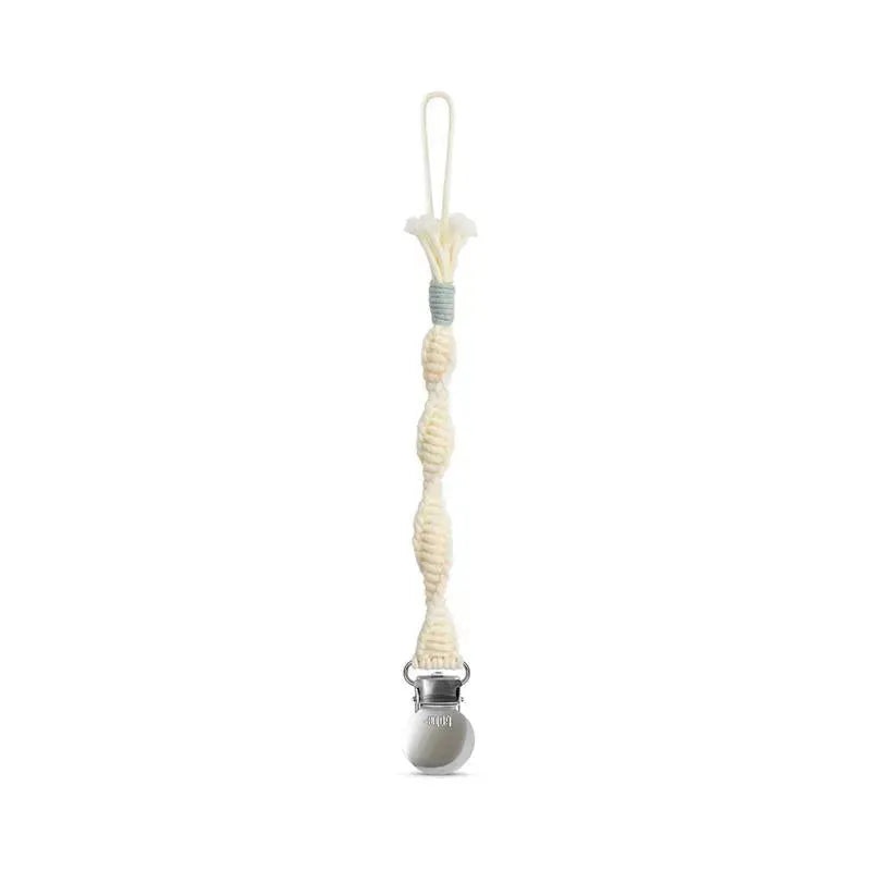 Adora Baby – Macrame Pacifier Clip, Baby Pacifier Holder Leash Boho Wooden Clips, Spiral, Graphite