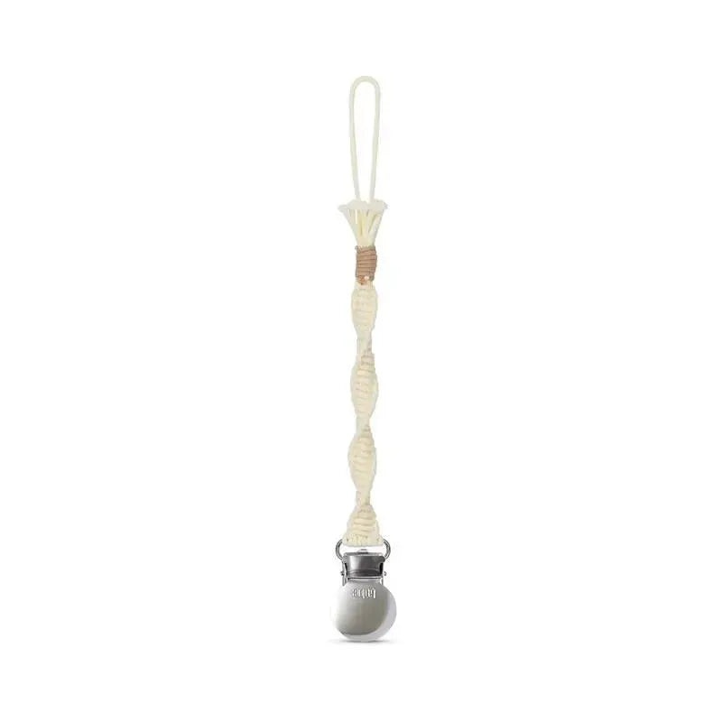 Adora Baby – Macrame Pacifier Clip, Baby Pacifier Holder Leash Boho Wooden Clips, Spiral, Saddle