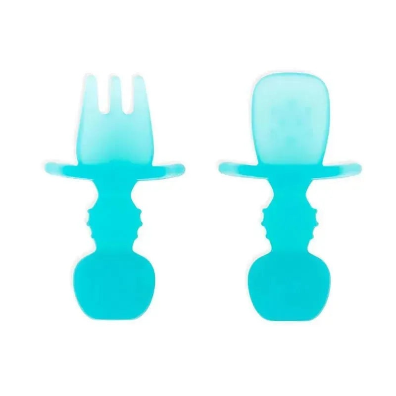 Bumkins – Baby Utensils Set, Chewtensils Silicone, Blue Jelly