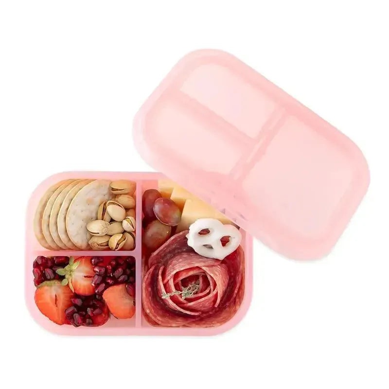 Bumkins – Bumkins Snack/Lunch Bento Box, 3 Compartment Container, Pink Jelly