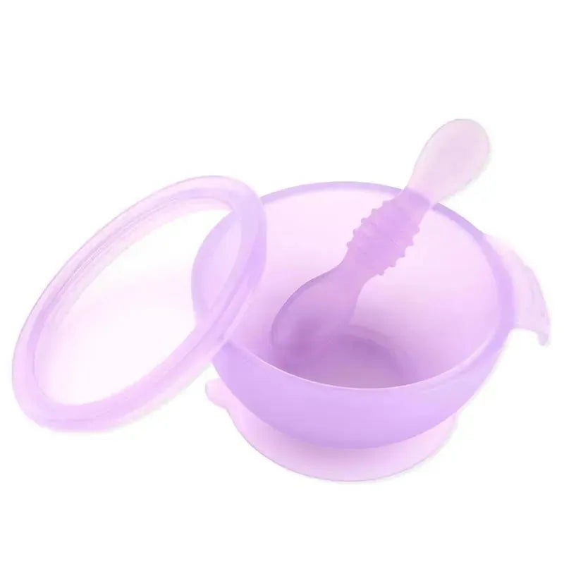 Bumkins – Silicone Feeding Set with Suction for Baby and Toddler, Purple Jelly