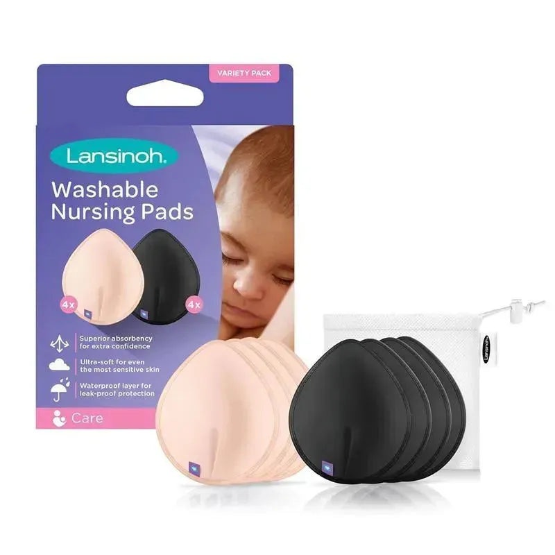 Emerson Healthcare – Lansinoh Reusable Nursing Pads, 8 Absorbent Nursing Pads, Pink and Black Pads
