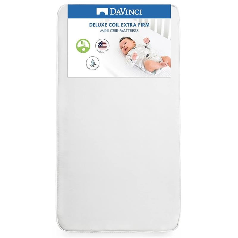 Million Dollar Baby – DaVinci Deluxe Coil Waterproof MINI Crib Mattress in White