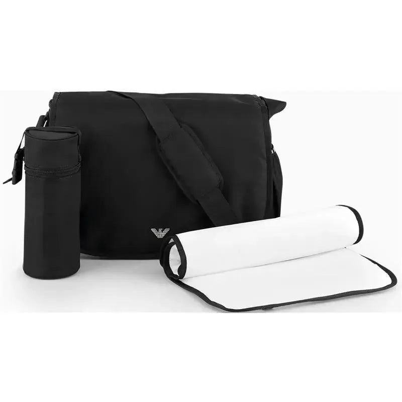 Armani Baby – Mummy Bag Set with Eagle Plate, Black
