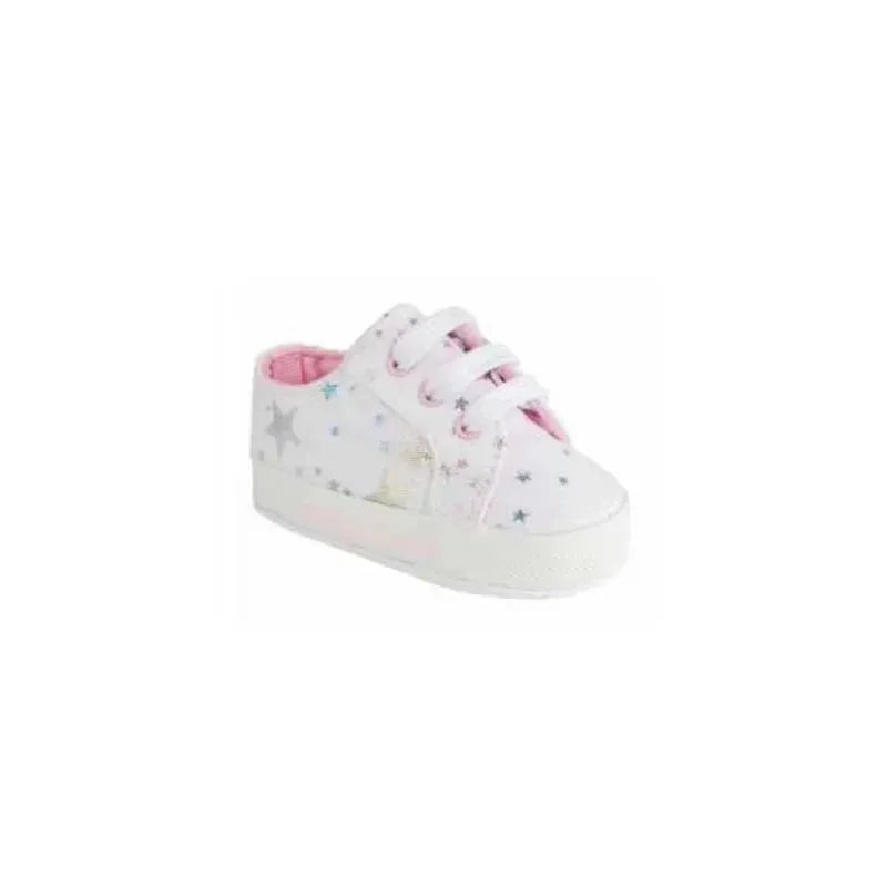 Baby Deer – Baby Twill Sneaker Metallic Star, White