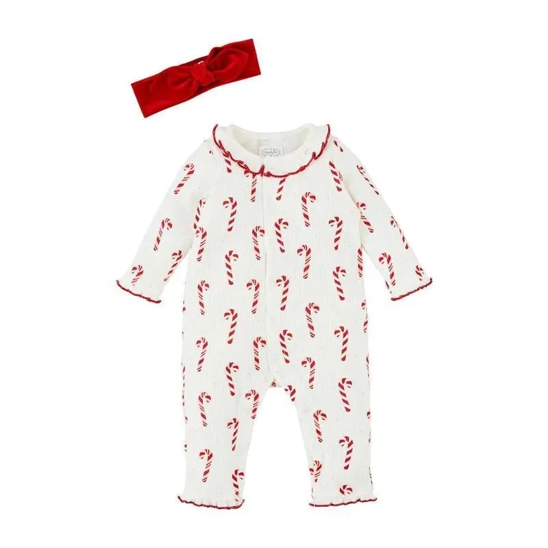 Mud Pie – Candy Cane One-Piece & Headband Set, 6-9 Months