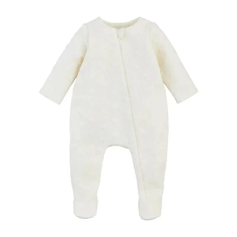 Mud Pie – Quilted Heart Sleeper, Ivory, 3-6 Months