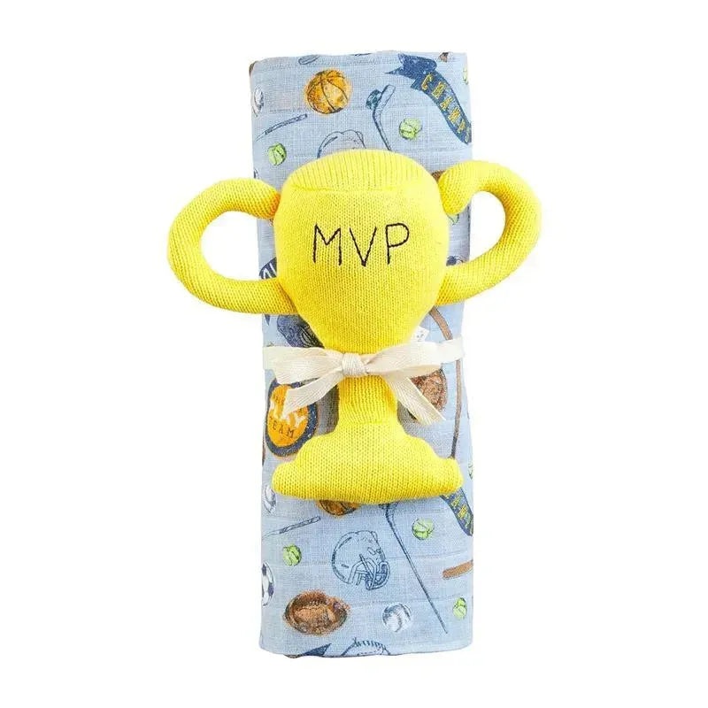 Mud Pie – Sports Swaddle & Rattle Set