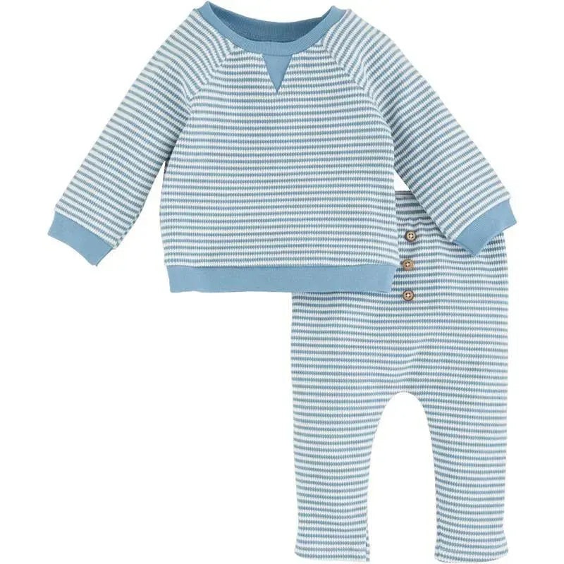 Mud Pie – Unisex Baby Blue Stripe Outfit, 3-6 Months