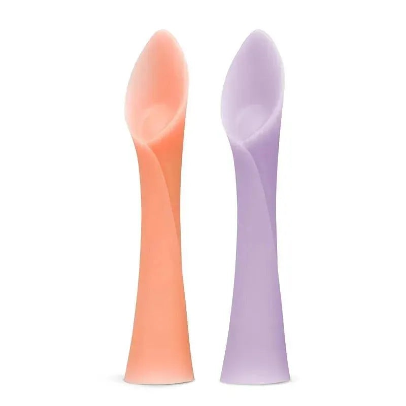 Ola Baby – 100% Silicone Soft-Tip Training Spoon for Baby Led Weaning, 2pack, Coral/Lilac