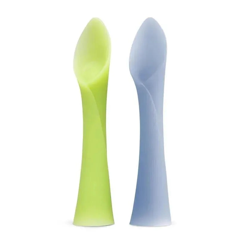 Ola Baby – 100% Silicone Soft-Tip Training Spoon for Baby Led Weaning, 2pack, Kiwi/Blueberry
