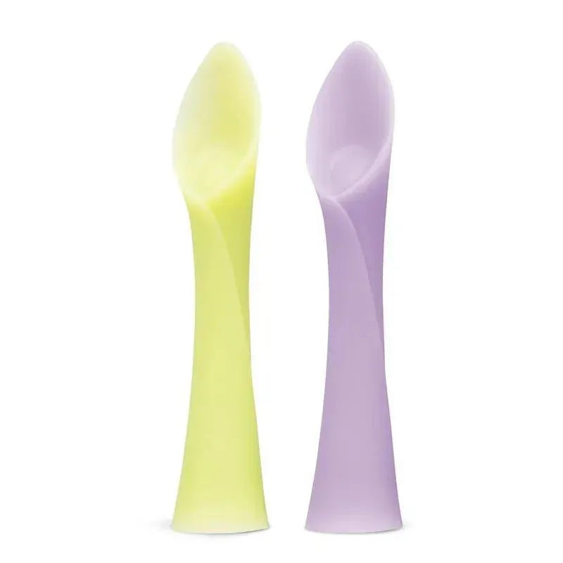 Ola Baby – 100% Silicone Soft-Tip Training Spoon for Baby Led Weaning, 2pack, Lemon/Lilac