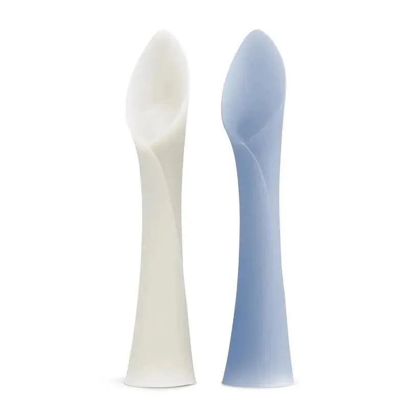 Ola Baby – 100% Silicone Soft-Tip Training Spoon For Baby Led Weaning, 2Pack, Pearl/Blueberry