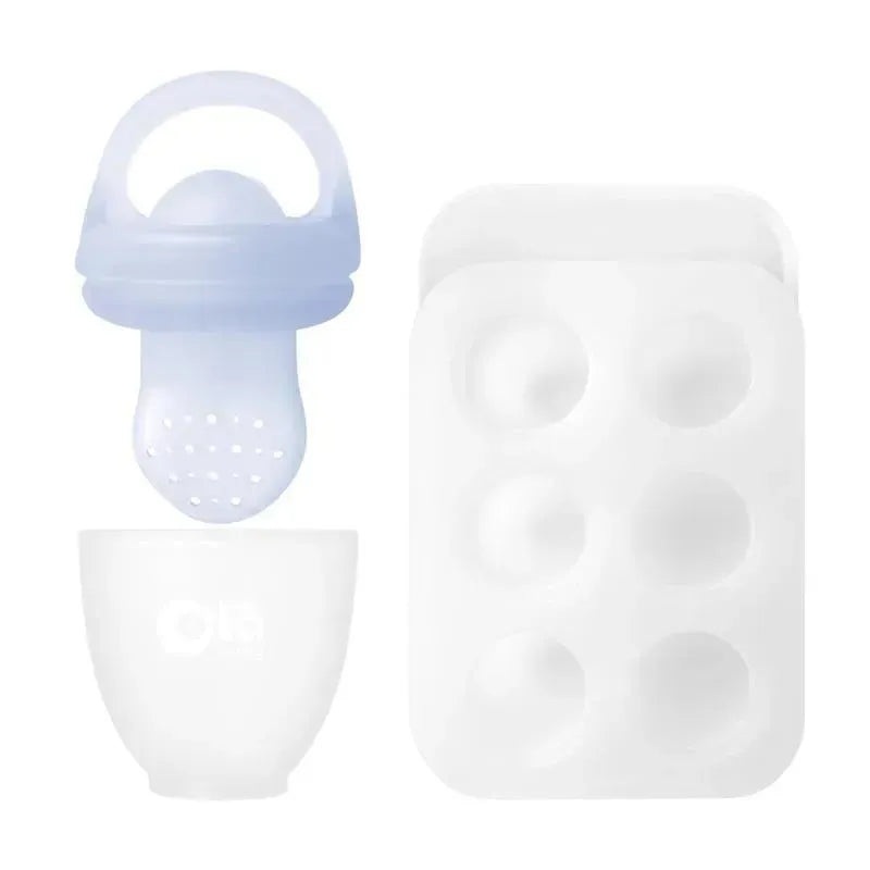 Ola Baby – Silicone Fresh Fruit Feeder & Popsicle Set for Solid Food Introduction, Blueberry