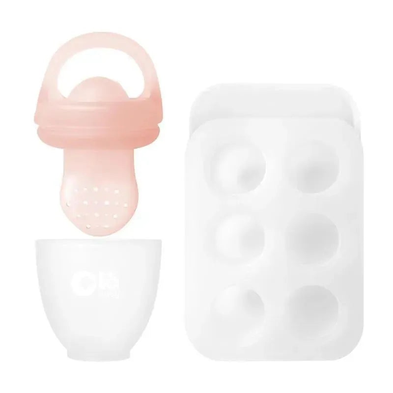 Ola Baby – Silicone Fresh Fruit Feeder & Popsicle Set for Solid Food Introduction, Coral