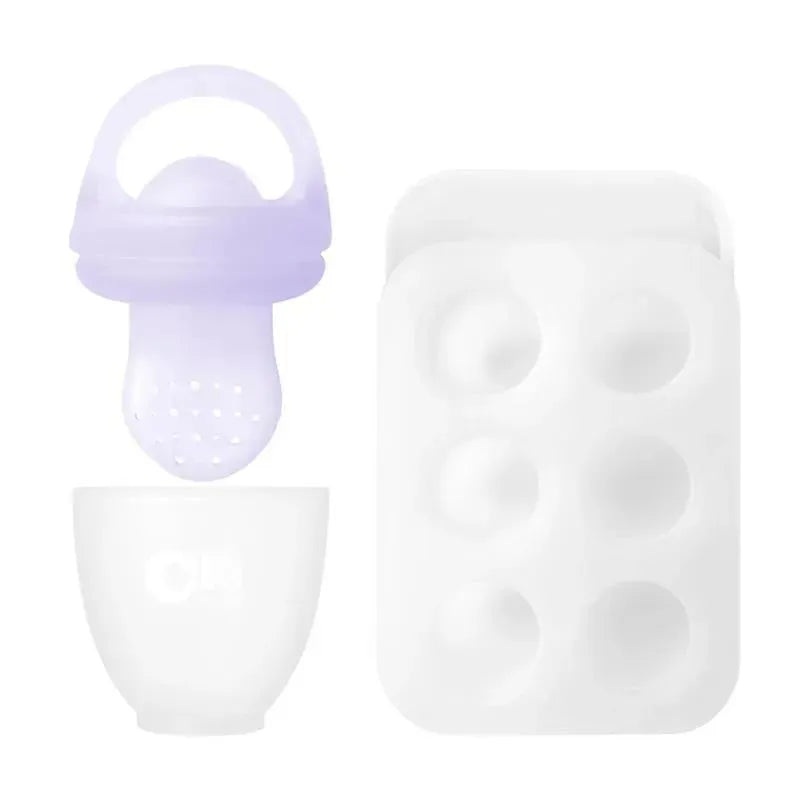 Ola Baby – Silicone Fresh Fruit Feeder & Popsicle Set for Solid Food Introduction, Lilac