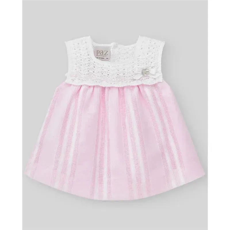Paz Rodriguez – 2Pk Baby Set Dress With Diaper Cover, White/Chalk Pink