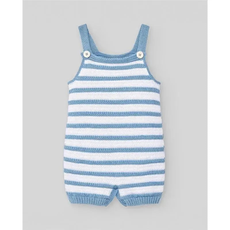 Paz Rodriguez – 2Pk Baby Set Knit Newborn Body & Knit Romper Stripes, White/Chalk Blue