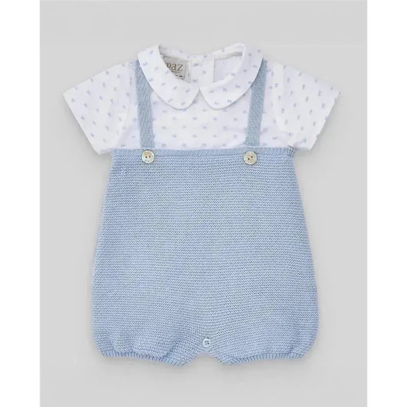 Paz Rodriguez – Baby Boy Woven Newborn Romper, Sky Blue