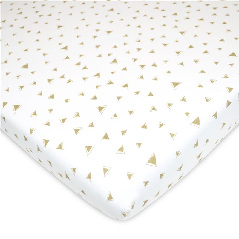 American Baby Company – Printed 100% Natural Cotton Jersey Knit Fitted Portable/Mini-Crib Sheet, Taupe Triangles