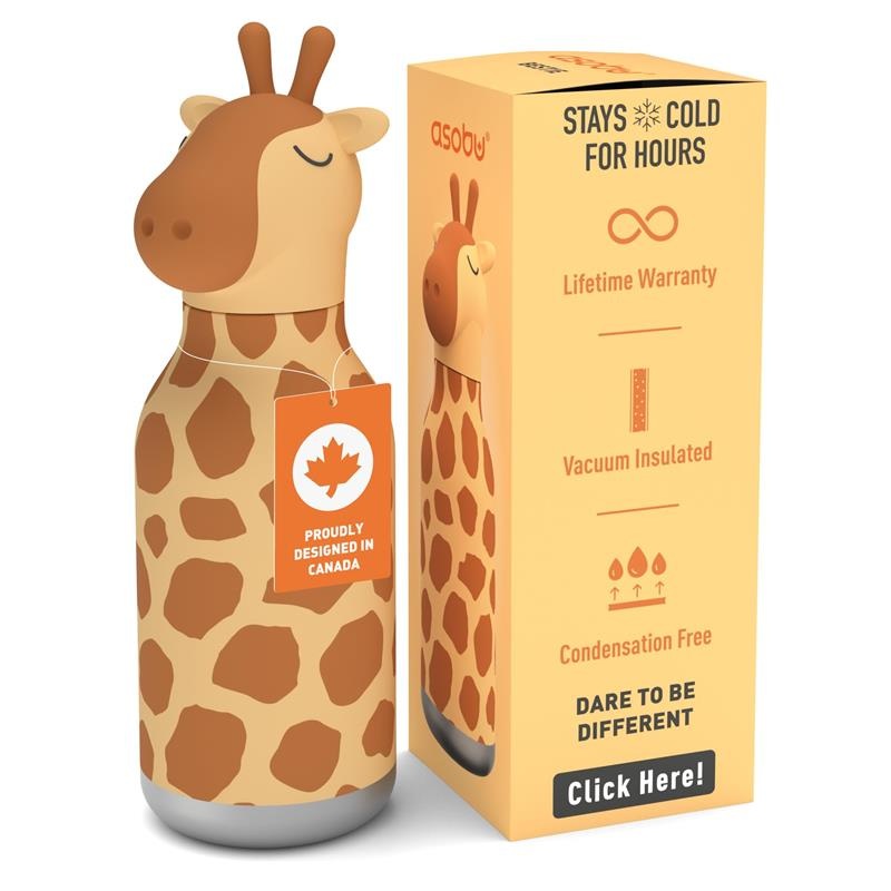 Asobu – Stainless Steel Bottle Silicone Head Giraffe
