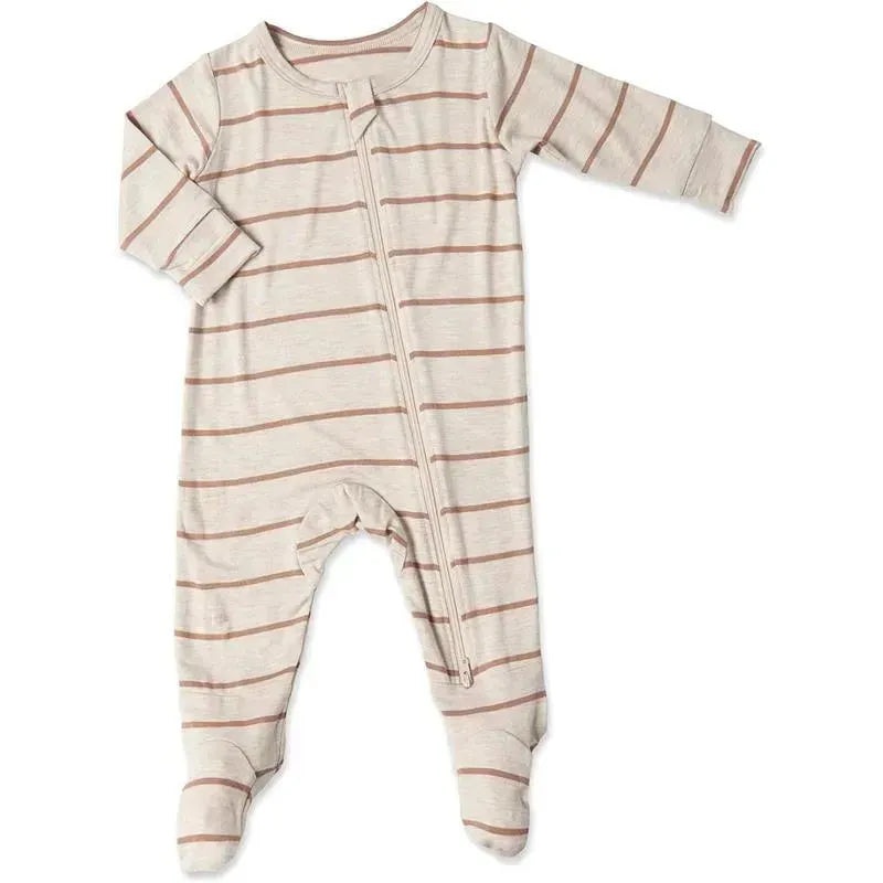 Everly Grey – Baby Grey Footie, 3-6 Months, Mocha Stripe