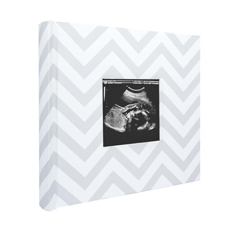 Pearhead – Baby Photo Album With Guided Journal Pages, Chevron Gray