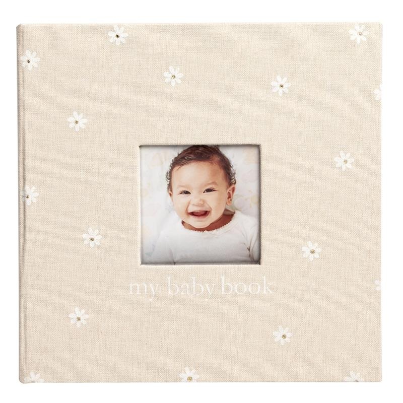Pearhead – Daisy Linen Baby Book, Memory Book