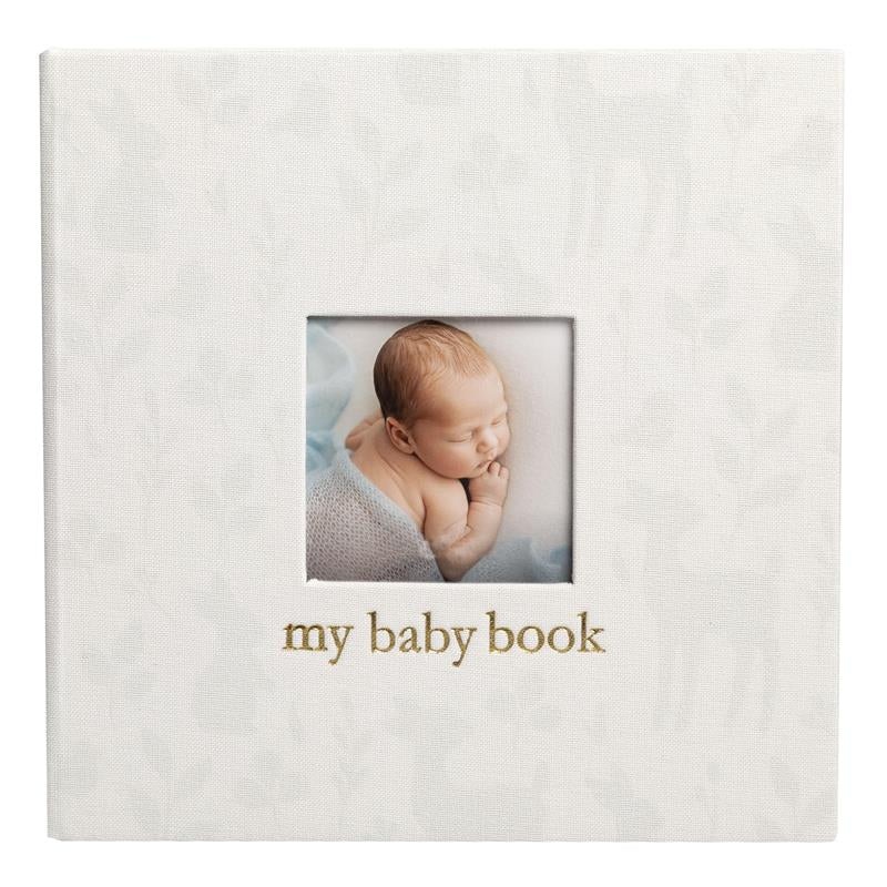 Pearhead – Woodland Ivory Linen Baby Book, Deer Print Linen Baby Book