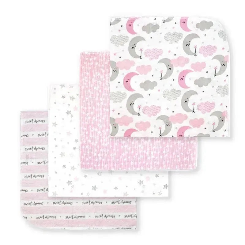 Rose Textiles – 4 Pack Girls Receiving Blanket  Pink Sweet Dreams