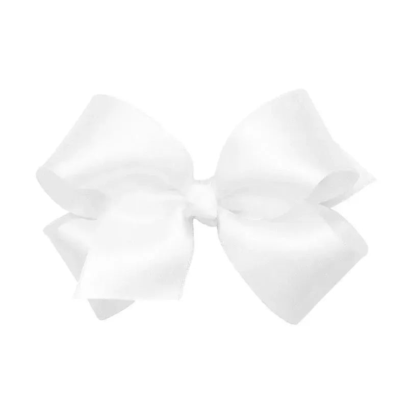 Wee Ones – Girls’ Classic French Satin Hair Bow on a WeeStay Clip, Medium, White