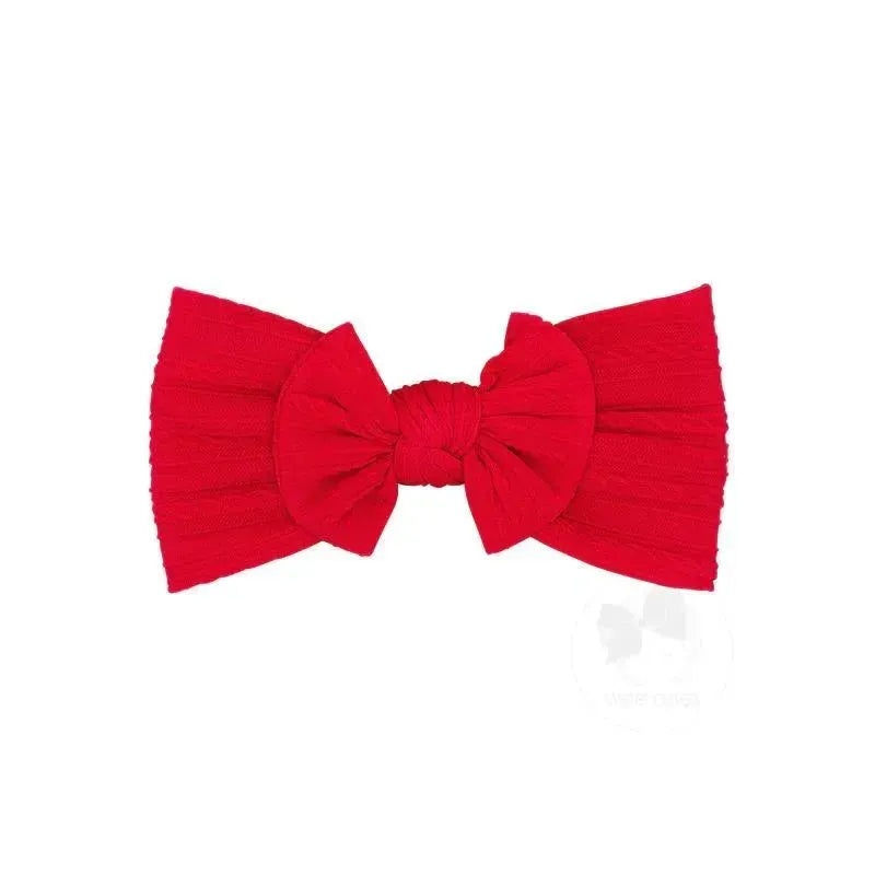 Wee Ones – Soft Cable Knit Nylon Baby Band With Matching Bowtie, Red