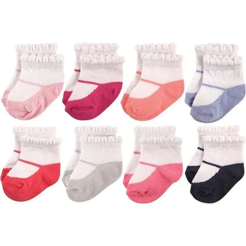 Baby Vision – Hudson Baby Baby Girls’ Cotton Rich Newborn and Terry Socks, Mary Jane, 12-24M, 8Pk