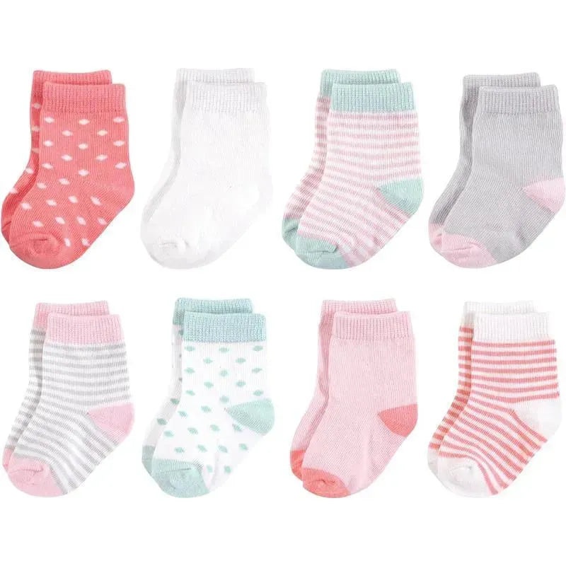 Baby Vision – Touched by Nature Unisex Baby Organic Cotton Socks, Coral Mint, 12-24M, 8Pk