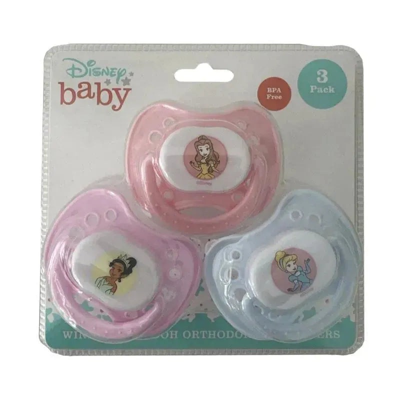 Cudlie – 3Pk Disney Princess Pacifiers, Pink/Purple/Blue