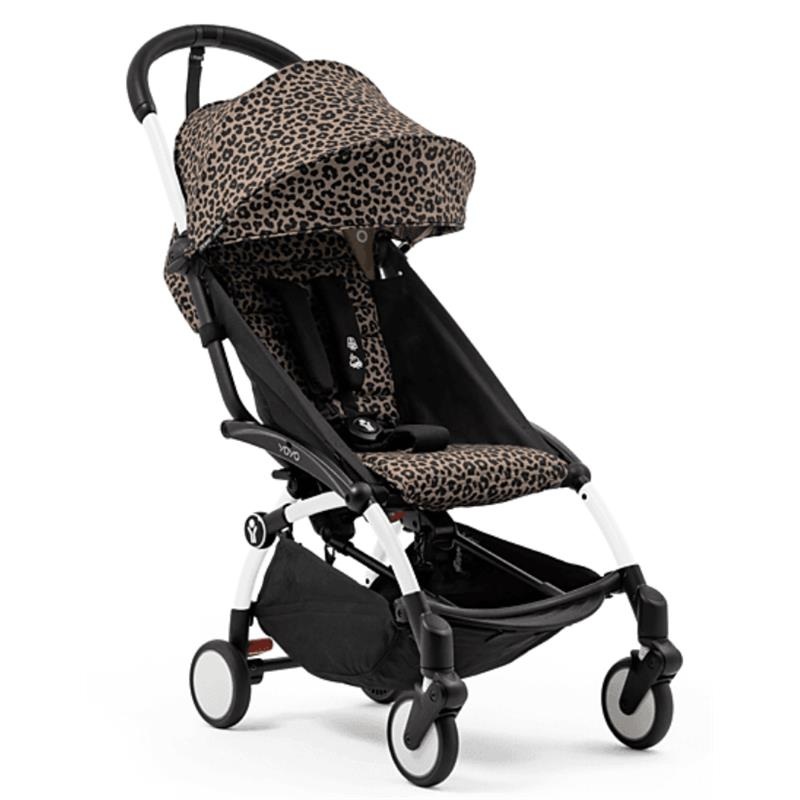 Stokke – Yoyo Stroller Bundle, Black And White Frame & Leopard 6+ Color Pack