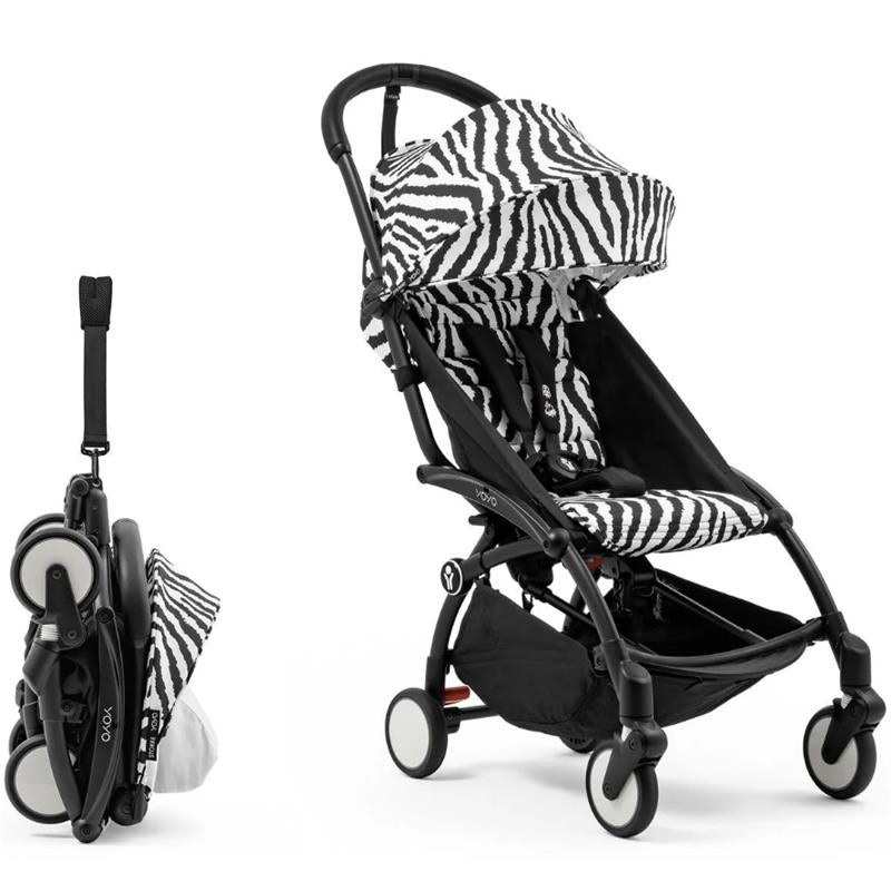 Stokke – Yoyo Stroller Bundle, Black Frame & Zebra 6+ Color Pack