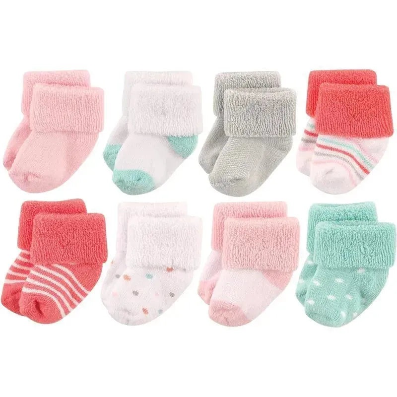 Baby Vision – Luvable Friends Unisex Baby Newborn and Baby Socks Set, Coral Dot, 6-12M, 8Pk