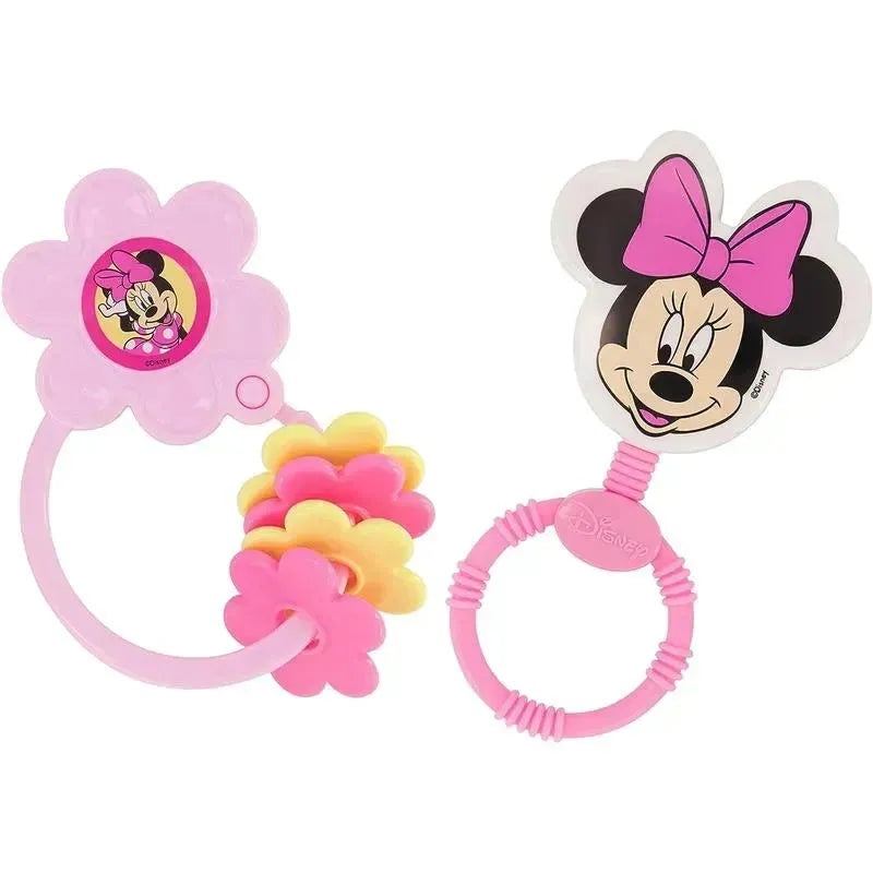 Cudlie – 2Pk Disney Minnie Mouse Character Shape Rattle and Keyring Teether