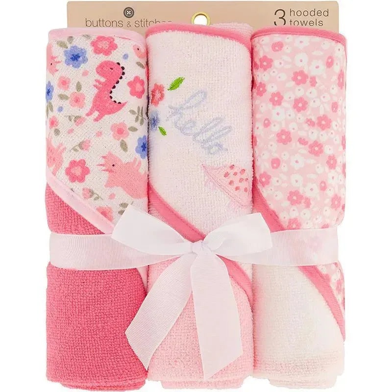 Cudlie – 3Pk Rolled/Carded Hooded Towel, Hello Floral