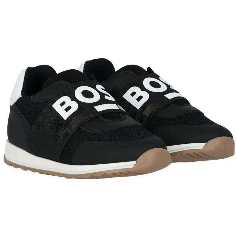 Hugo Boss Baby – Sneakers In Leather & Mesh Logo Elastic
