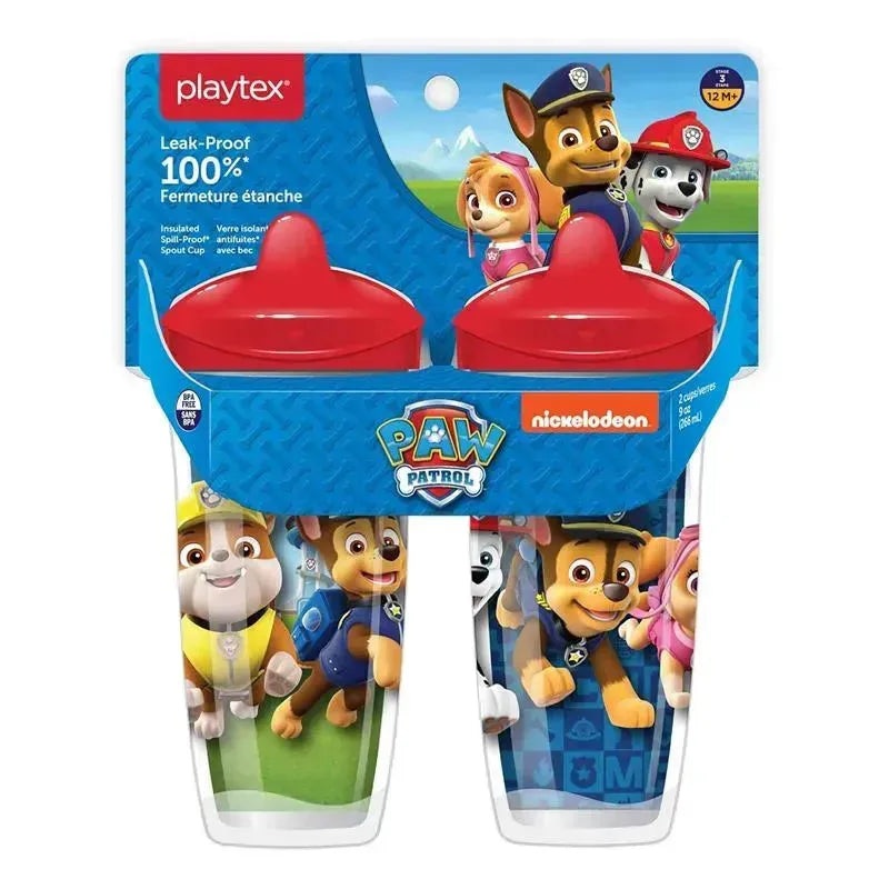 Playtex – Sipsters Stage 3 Paw Patrol Spill-Proof, Leak-Proof, Break-Proof Spout Cup for Boys, 9 Ounce, Pack of 2, Red