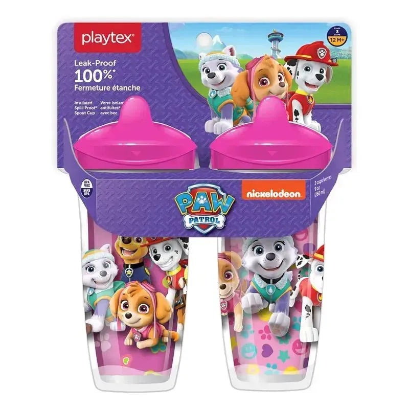 Playtex – Sipsters Stage 3 Paw Patrol Spill-Proof, Leak-Proof, Break-Proof Spout Cup for Girls, 9 Ounce, Pack of 2