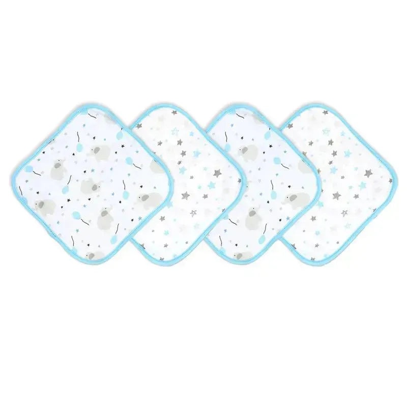 Rose Textiles – 4 Pc Washcloth Set, Elephant & Balloon