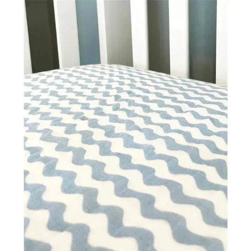 Rose Textiles – Wave Muslin Crib Sheet, Blue