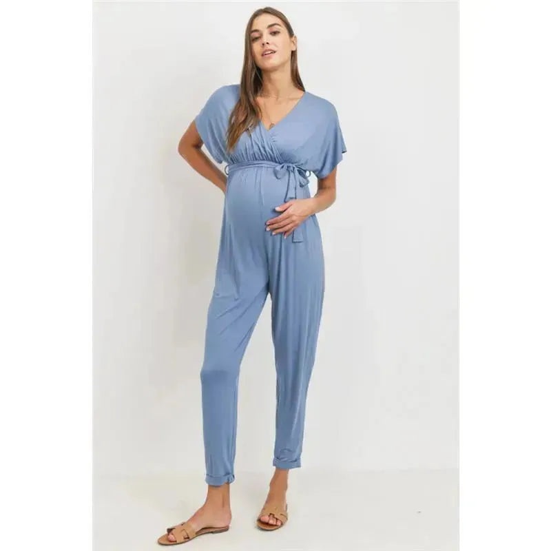Hello Miz – Kimono Sleeve Maternity Nursing Jogger Jumpsuit, Denim