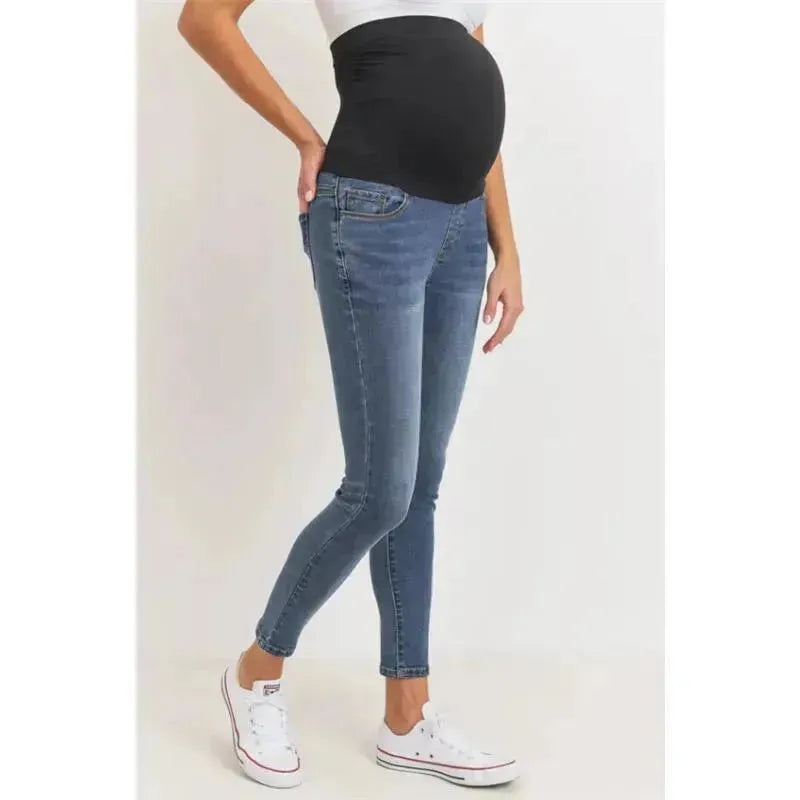 Hello Miz – Stretch Maternity Skinny Jeans with Elastic Band, Dark Denim