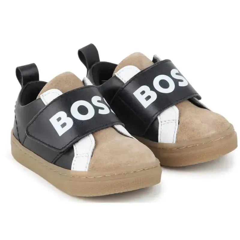 Hugo Boss Baby – Sneakers In Leather & Mesh, Black